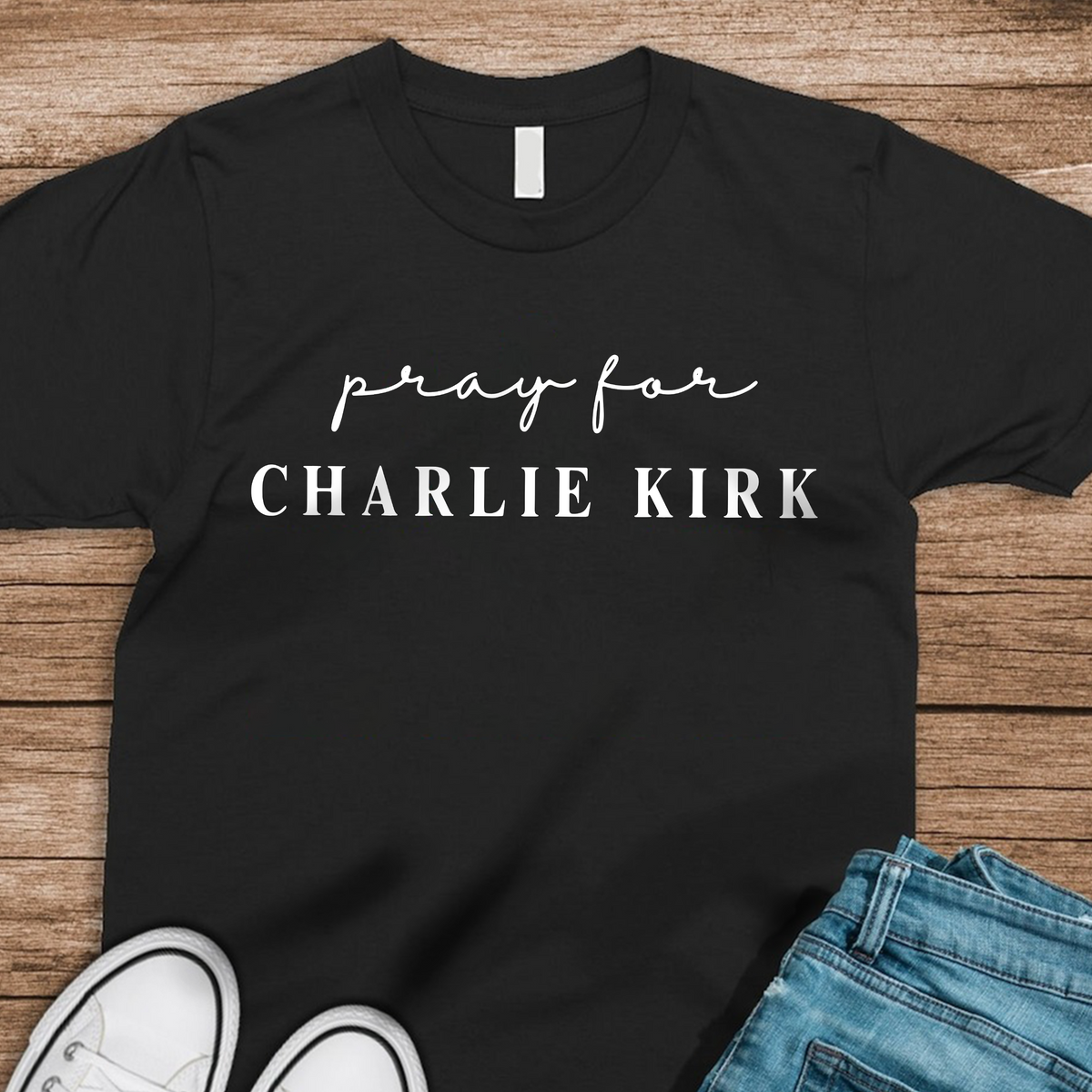 Pray for Charlie Kirk Dark Shirt LM32 65537