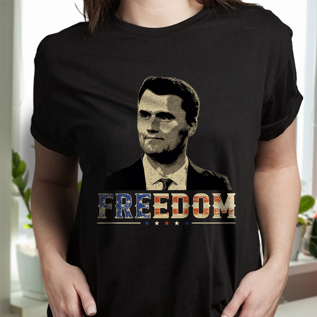 Freedom Charlie Kirk America Flag Dark Shirt CH07 67616
