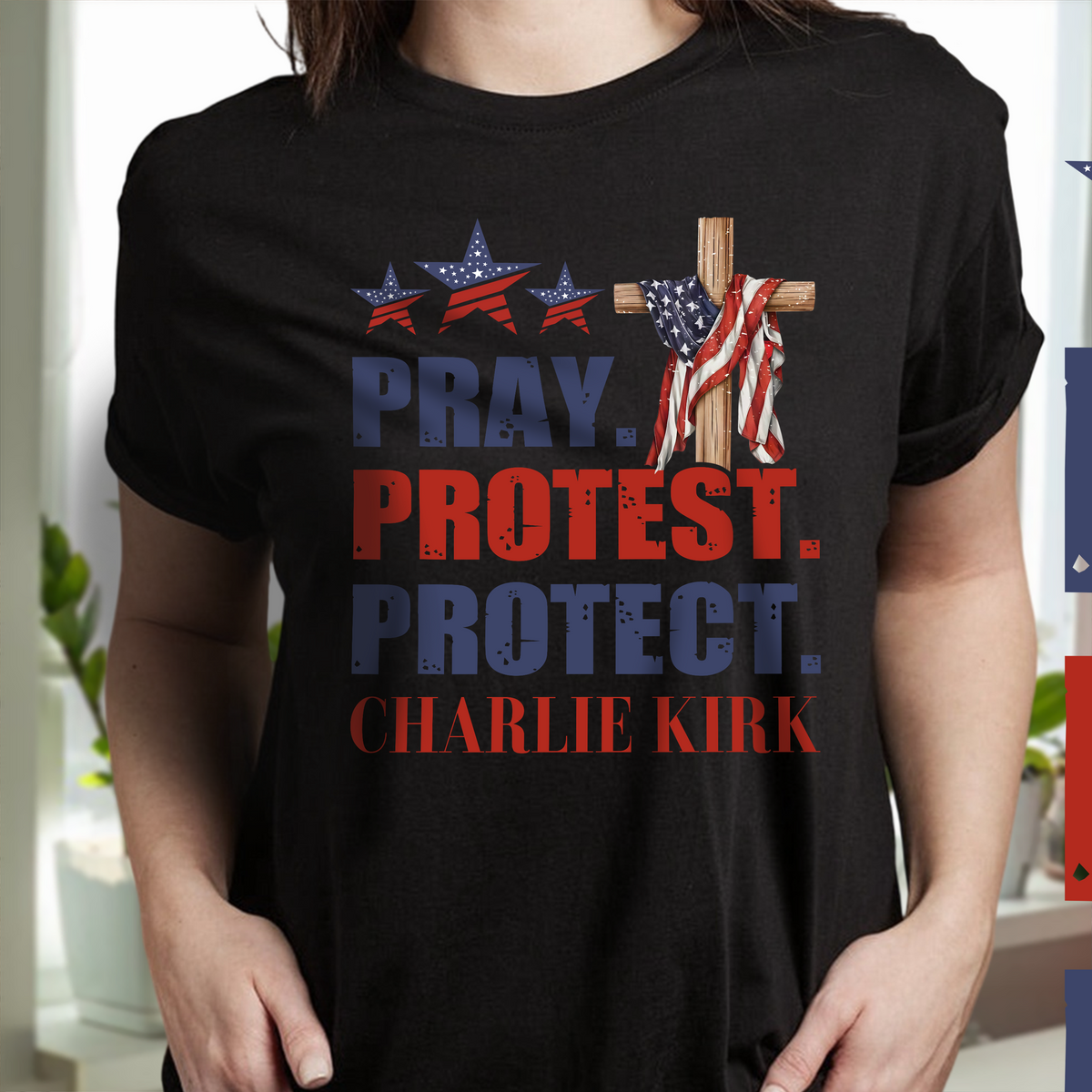 Pray Protest Protect Charlie Kirk Memorial Dark Shirt LM32 65471
