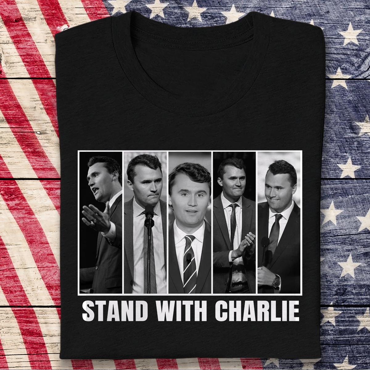 Stand With Charlie Kirk - A True Patriot Dark Shirt LM32 65549