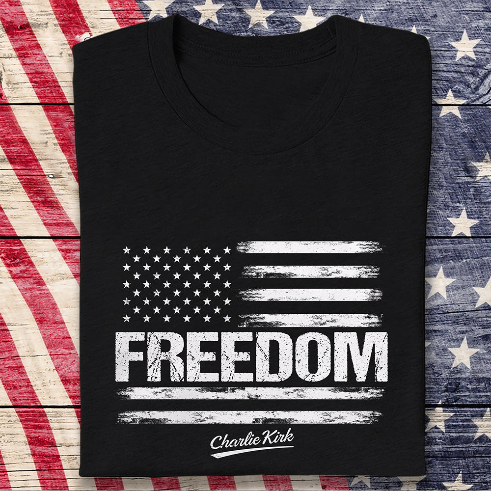 Freedom Pray For Charlie Kirk USA American Flag Patriotic Dark Shirt CH07 67604