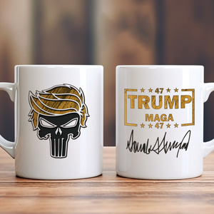 Patriotic Trump MAGA 47 Punisher White Mug LM32 63991