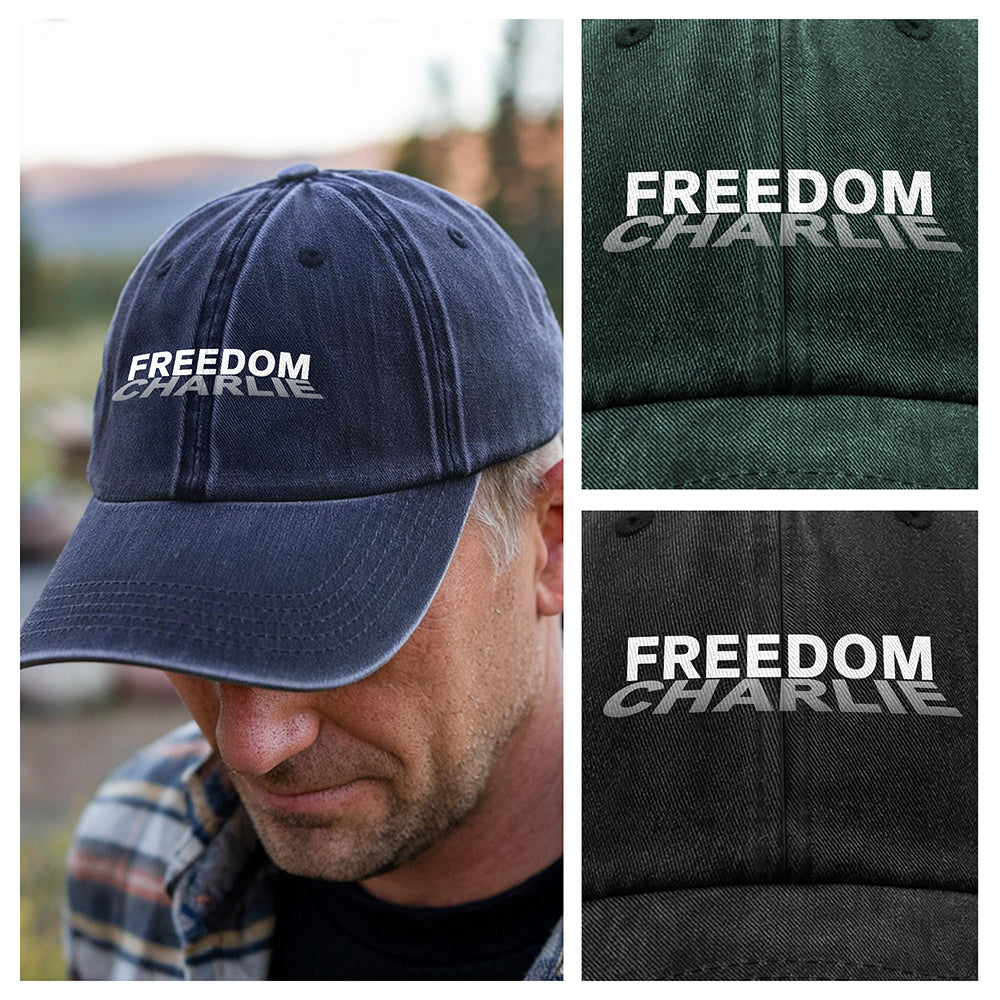 RIP Charlie Kirk Freedom Washed Denim Baseball Cap CH07 67722