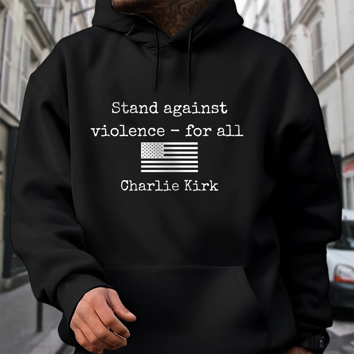 Charlie Kirk Stand Against Violence Dark Shirt LM32 65647