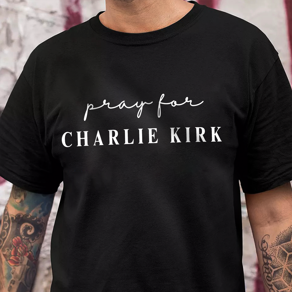 Pray for Charlie Kirk Dark Shirt LM32 65537