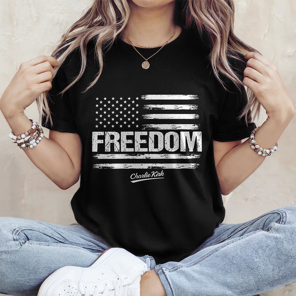 Freedom Pray For Charlie Kirk USA American Flag Patriotic Dark Shirt CH07 67604