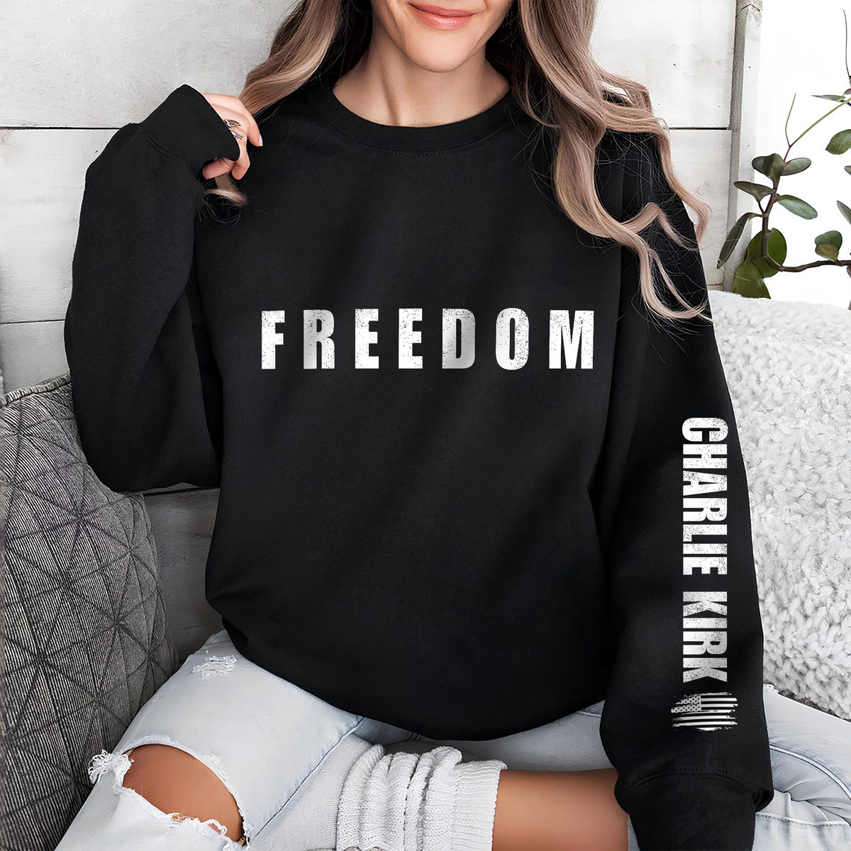Charlie Kirk Freedom Make America Great Again Dark Sleeve Sweatshirt LM32 65735
