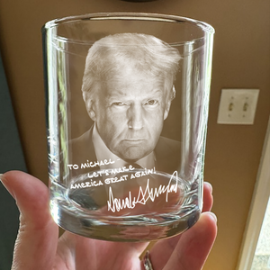 Personalized President Donald Trump Autographed Print Whiskey Glass HA75 64328