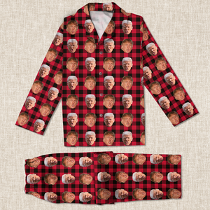 Custom Trump Face With Christmas Pattern Flannel Pajamas HO82 65426