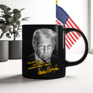 Personalized President Donald Trump Autographed Black Mug For Trump Supporters HA75 64318