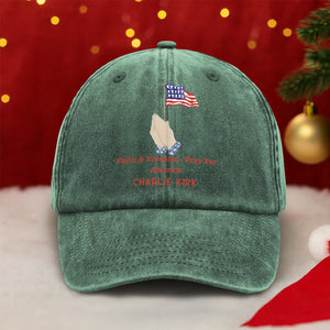 Faith & Freedom – Pray for America Washed Denim Baseball Cap HA75 64592