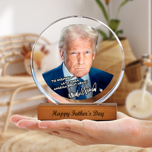Personalized President Donald Trump Autographed Round Acrylic Frame Block LM32 65369