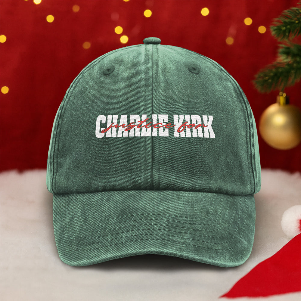 Justice for Charlie Kirk Washed Denim Baseball Cap HA75 64602
