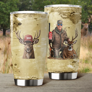 MAGA Patriotic Trump Deer Hunting Fat Tumbler LM32 63885