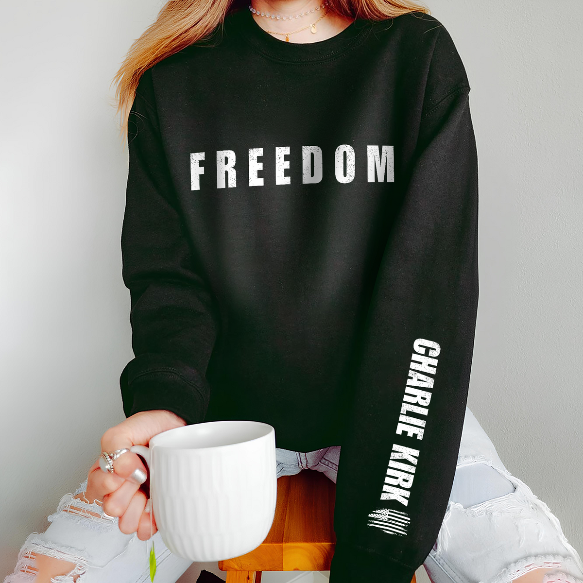 Charlie Kirk Freedom Make America Great Again Dark Sleeve Sweatshirt LM32 65735