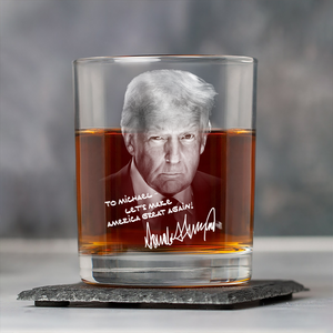 Personalized President Donald Trump Autographed Print Whiskey Glass HA75 64328