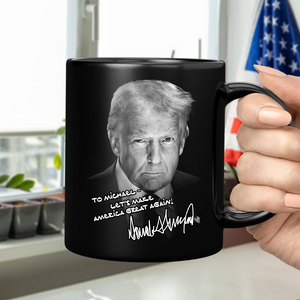 Personalized President Donald Trump Autographed Black Mug For Trump Supporters HA75 64318