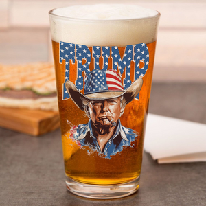 Western Trump Retro USA 4th of July Print Beer Glass HO82 65720