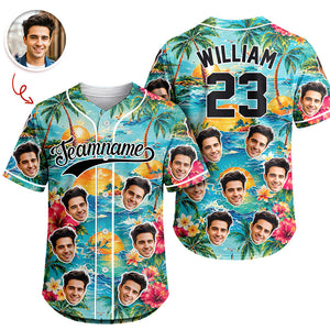 Custom Photo Tropical Floral Hawaiian Baseball Jersey - Personalized Gift for Dad, Husband, Boyfriend CH07 911852