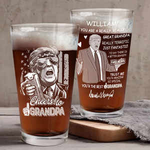 Custom Name Trump Cheer to Grandpa Print Beer Glass HA75 62596