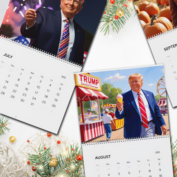 2025 Donald Trump Wall Calendar Patriotic Holiday & Seasonal Artwork