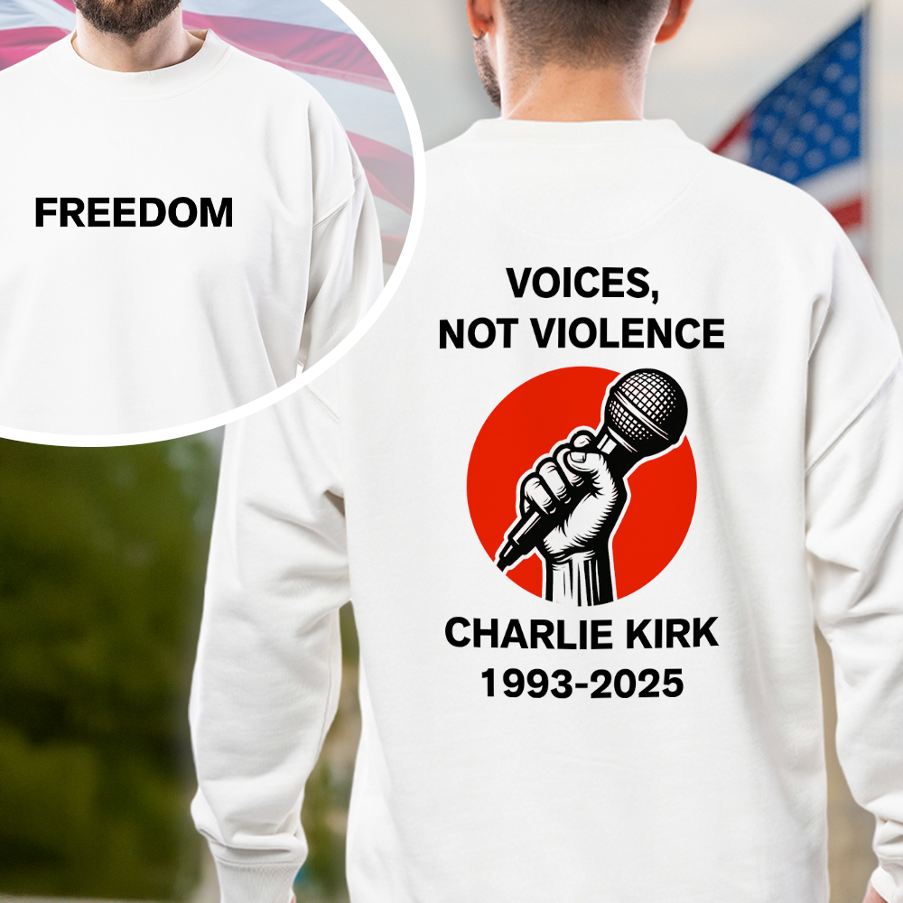 Voices, Not Violence Charlie Kirk Freedom Back and Front Bright Shirt CH07 67652