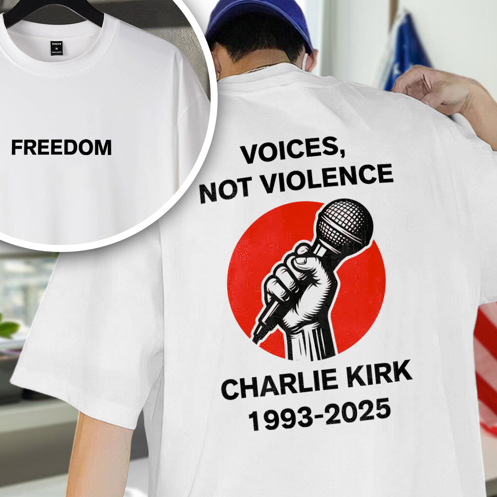 Voices, Not Violence Charlie Kirk Freedom Back and Front Bright Shirt CH07 67652