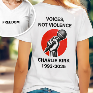 Voices, Not Violence Charlie Kirk Freedom Back and Front Bright Shirt CH07 67652