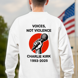 Voices, Not Violence Charlie Kirk Freedom Back and Front Bright Shirt CH07 67652