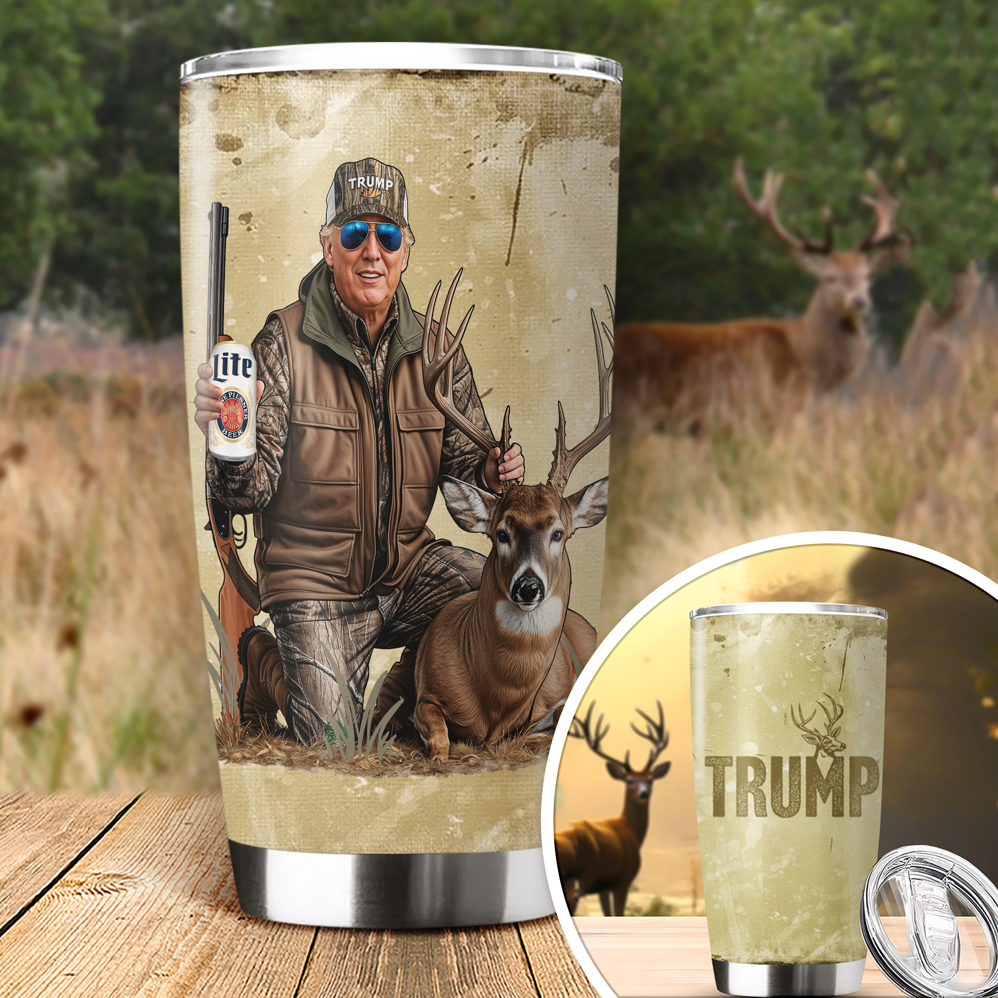 Deer Hunting with Trump - Gear Up with Patriotic Hunting Fat Tumbler LM32 63863