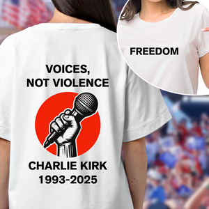 Voices, Not Violence Charlie Kirk Freedom Back and Front Bright Shirt CH07 67652