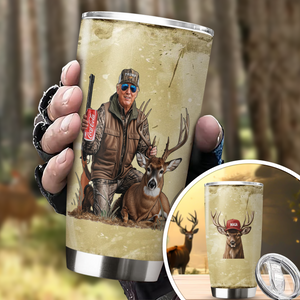 MAGA Patriotic Trump Deer Hunting Fat Tumbler LM32 63885