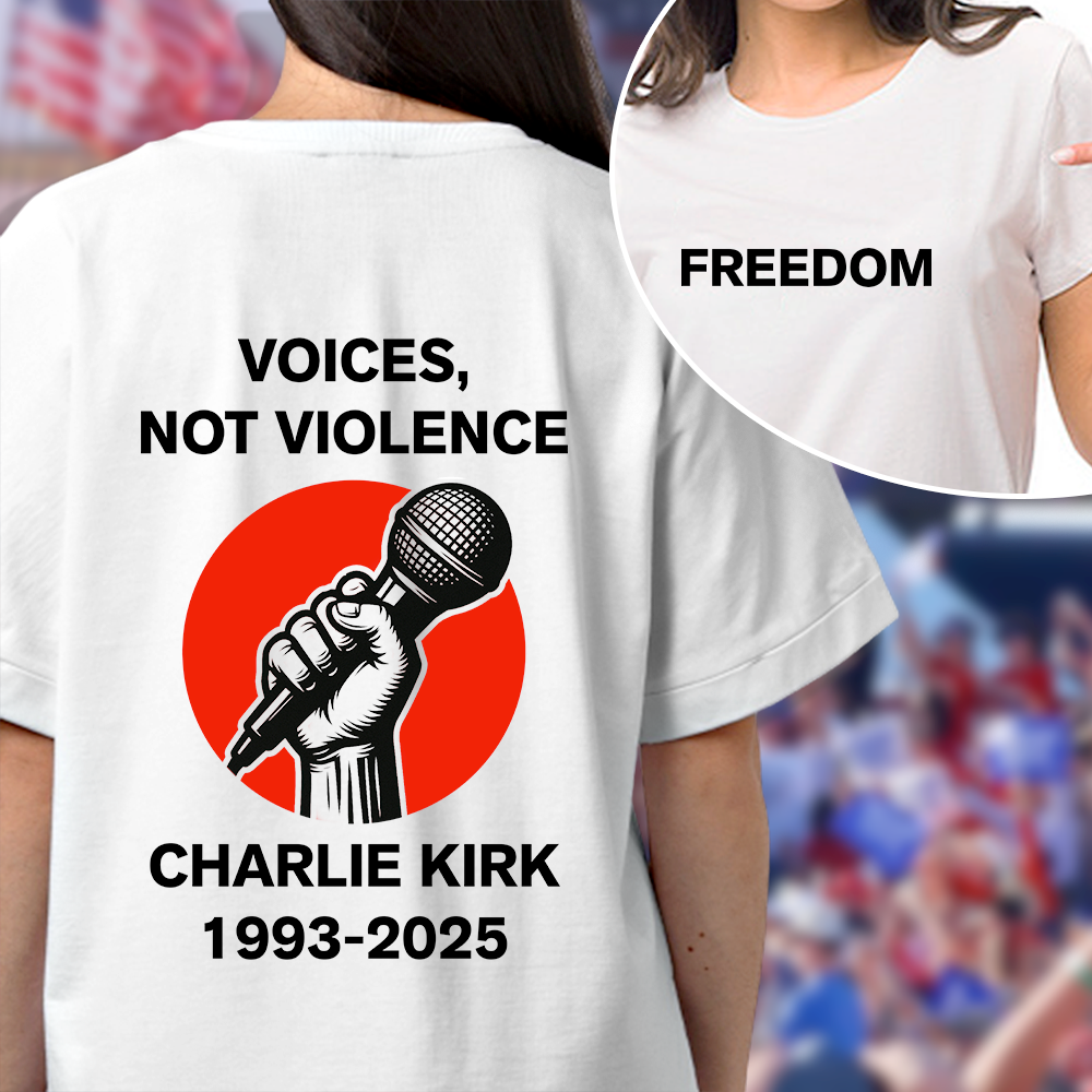 Voices, Not Violence Charlie Kirk Freedom Back and Front Bright Shirt CH07 67652