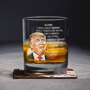 Custom Husband Name With Funny Trump Print Whiskey Glass HO82 65548