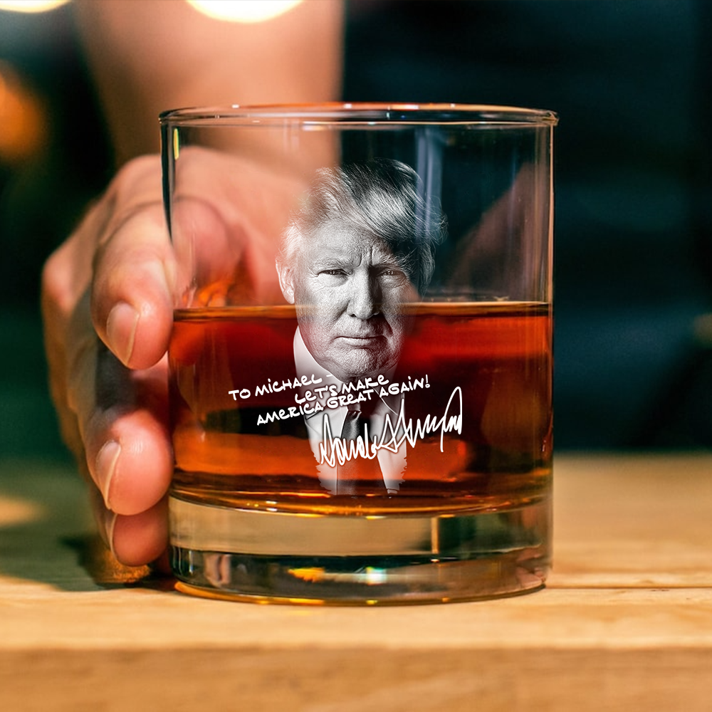 Custom Name President Donald Trump Print Rock Glass HA75 62566