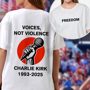 Voices, Not Violence Charlie Kirk Freedom Back and Front Bright Shirt CH07 67652