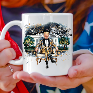 President Trump 2025 New Year New America White Mug HA75 67152