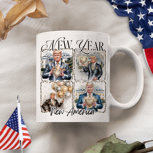 New Year New America Trump 2025 Disco Ball White Mug HA75 67128