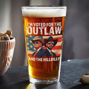 I'm Voted For The Outlaw And The Hillbilly Trump Vance Beer Glass HA75 64228