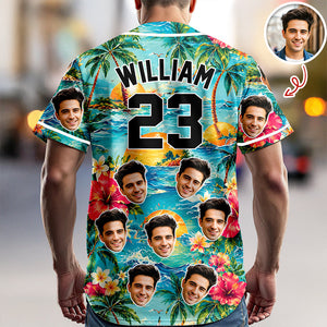 Custom Photo Tropical Floral Hawaiian Baseball Jersey - Personalized Gift for Dad, Husband, Boyfriend CH07 911852
