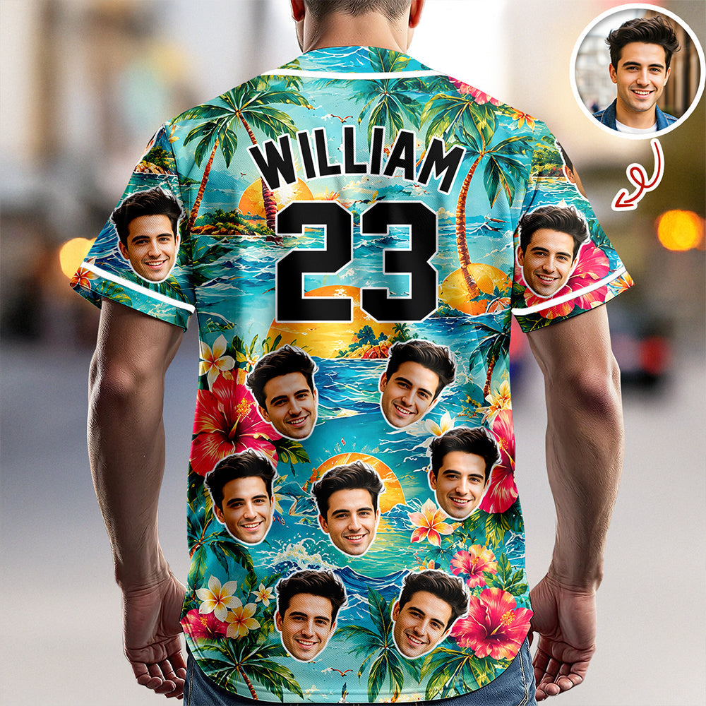 Custom Photo Tropical Floral Hawaiian Baseball Jersey - Personalized Gift for Dad, Husband, Boyfriend CH07 911852