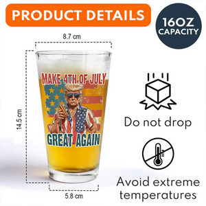 Make 4th Of July Great Again Trump Print Beer Glass HO82 65728