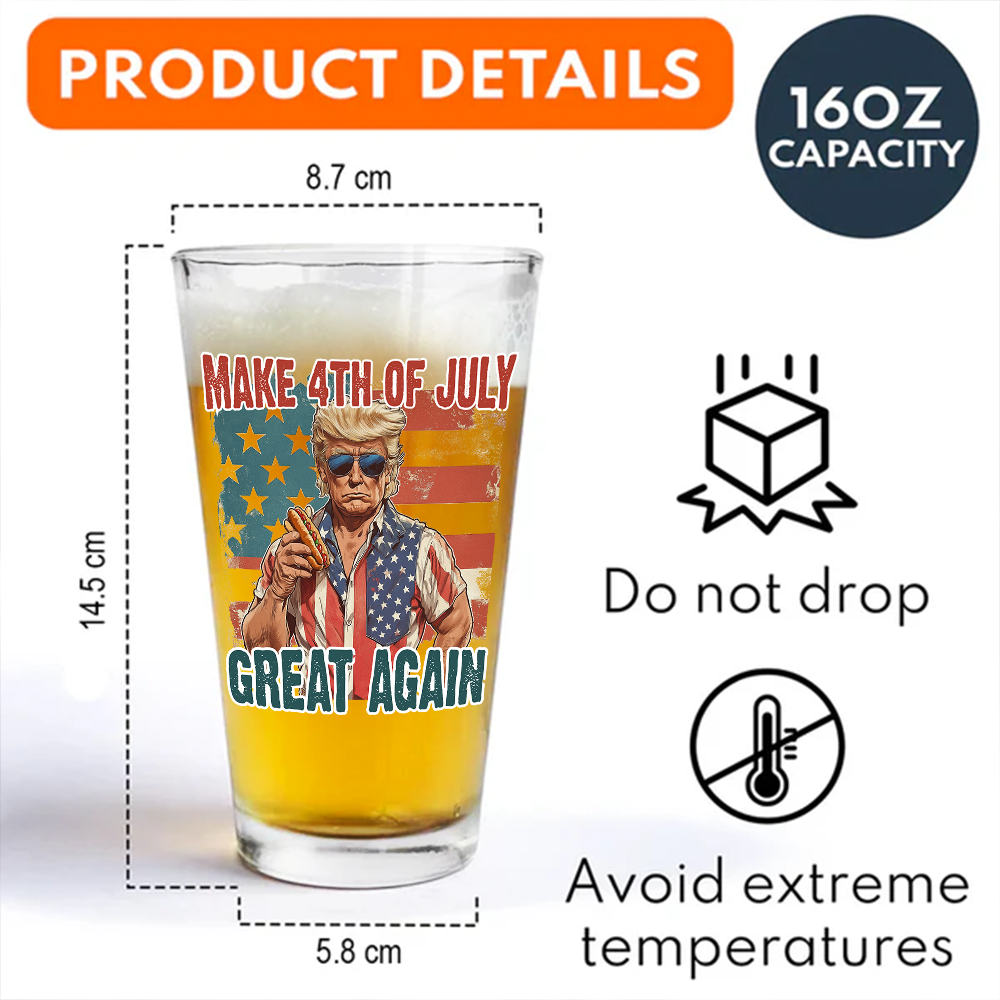 Make 4th Of July Great Again Trump Print Beer Glass HO82 65728