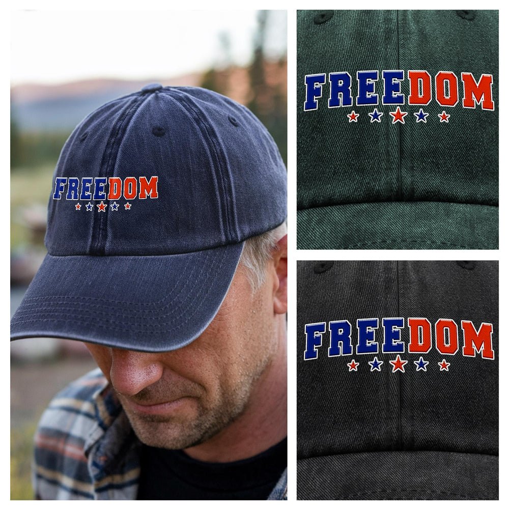 Charlie Kirk Freedom Dark Washed Denim Baseball Cap HA75 64536