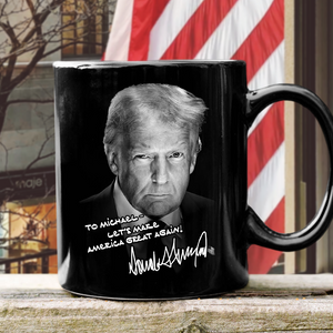 Personalized President Donald Trump Autographed Black Mug For Trump Supporters HA75 64318