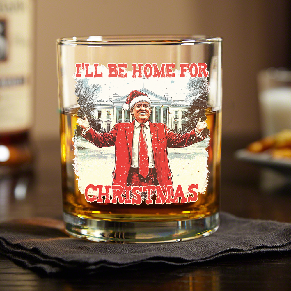 Trump I'll Be Home for Christmas | Make Christmas Great Again Rock Glass HA75 63756