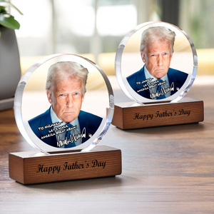 Personalized President Donald Trump Autographed Round Acrylic Frame Block LM32 65369