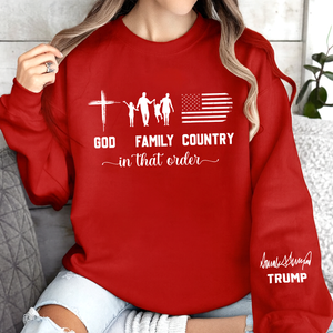 God - Family - Country In That Order Trump & Charlie Kirk Signature Sleeve Sweatshirt LM32 895805
