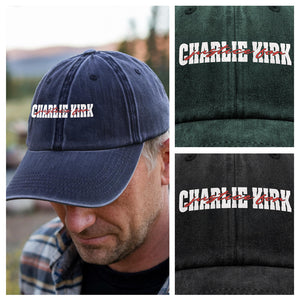 Justice for Charlie Kirk Washed Denim Baseball Cap HA75 64602