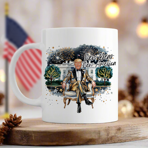 President Trump 2025 New Year New America White Mug HA75 67152